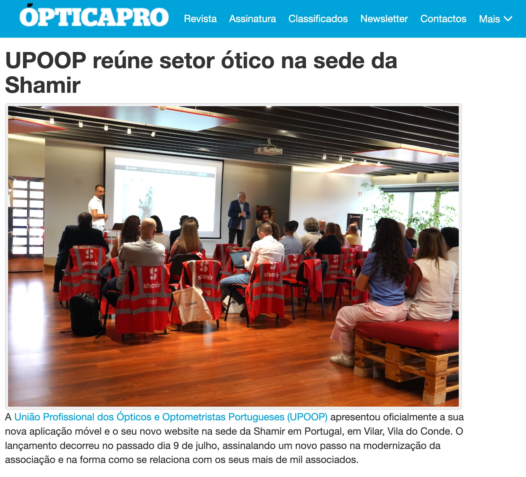 UPOOP reúne setor ótico na sede da Shamir